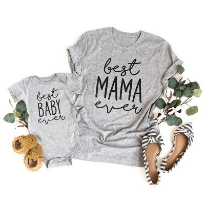 China Ebay's Best Breathable Mom Baby High-quality Bodysuit T-shirt with Mom and Me printed matching outfits for sale