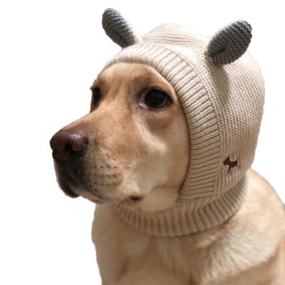 China New Hot Selling Autumn And Winter Plush Knitted Dog Headwear Pet Warm And Windproof Hat None for sale