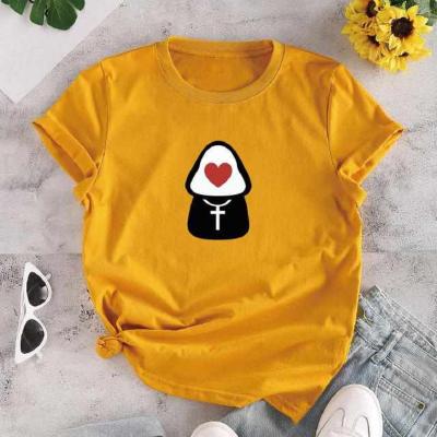 China 2021 Summer Sustainable Fashion Short Sleeve Hot Tour Neck Short Sleeve Printed T Shirt for sale