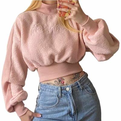 China New Arrival Women's Hoodies Long Sleeve Solid Pullover Hoodie Fleece Women Crop Top Hoodie for sale