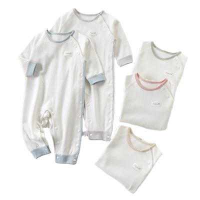 China Comfortable Breathble Spring And Autumn Cotton Long Sleeve Baby Pajamas Oblique Lapel Newborn Rompers Rising Clothes for sale