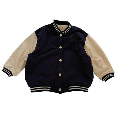 China Autumn And Winter New Korean Breathable Boys Girls Scoring Baseball Uniform, Kids Color Matching Knitted Jacket for sale