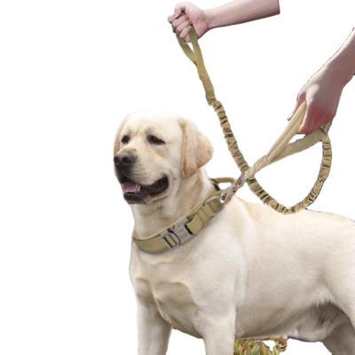 China Tactical Adjustable Nylon Stocked Dog Leash For Dogs Military Quick Release Dog Leash With 2 Control Handle for sale