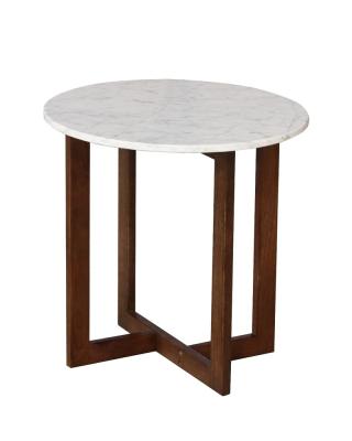 China Morden Natural stone coffee table modern round shape marble top coffee table with white oak leg for sale