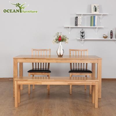 China Dining Room Set Modern wooden rectangle long dining table chair set with 2 chair and a bench for sale