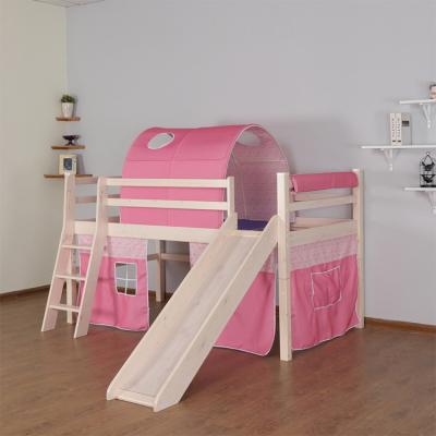 China Hot Selling Pine Wood Wooden Loft Bed Children Solid Wood Wooden Bunk Bed With Cage for sale