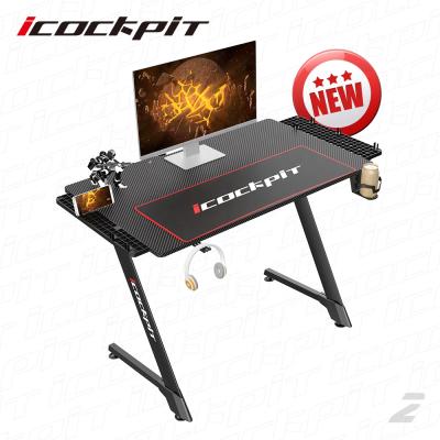 China Competitive Gaming Desktop Computer Gaming Desks Electronic Black Racing Z Shaped Gaming Table (Other) Latest iCockpit Adjustable Design for sale