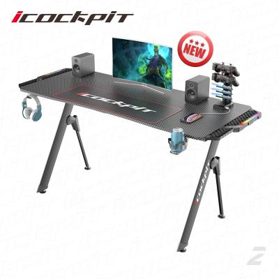 China Professional Ergonomic Modern Tabletop E-sports Competition Gamer Desk Gaming Computer Physical Channels (Other) icockcpit Adjustable Packing LED Gaming Desk for sale