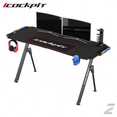 China Hot Sale Modern Ergonomic Adjustable RGB LED Laptop Computer Table Comfortable Computer Desk (Other) iCockpit Gaming Table for Gamer for sale