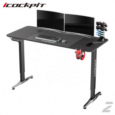 China (Height) Customized Adjustable Black Desk Modern Adjustable PC Gaming Sit To Stand Standing Desk Electric Icockpit Height for sale