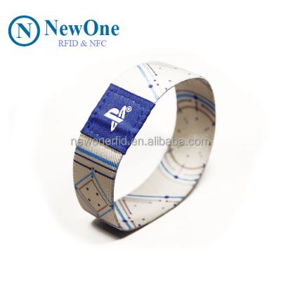 China Hospital medical treatment; Natatorium Fabric Elastic Wristbands Reusable NFC Wristbands Strap / Stretch Woven RFID Wristband for sale