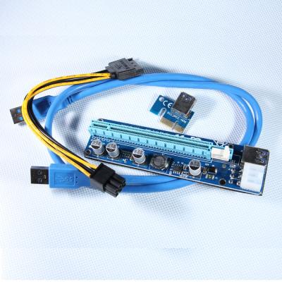 China PCBA 60CM 6 Pin Blue Board Riser PCI-E to USB 3.0 Cable pcie Riser Card Cable + USB 3.0 Supplement for sale