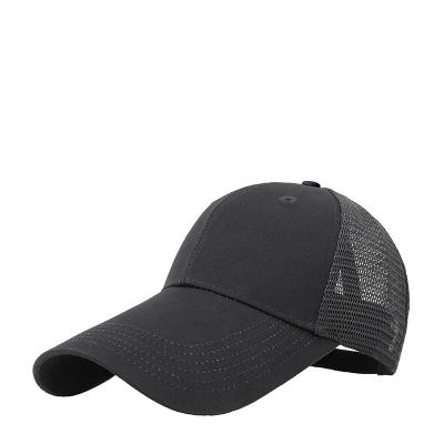 China Metal COMMON Fashionable Buckle Curved Brim Mesh Custom Logo Trucker Hats Blank Cotton Embroidered Trucker Hat for sale