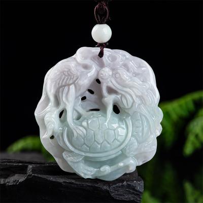 China Myanmar ethnic jadeite tortoise natural crane extends the year dragon tortoise men's and women's pendant general wholesale DW53 for sale