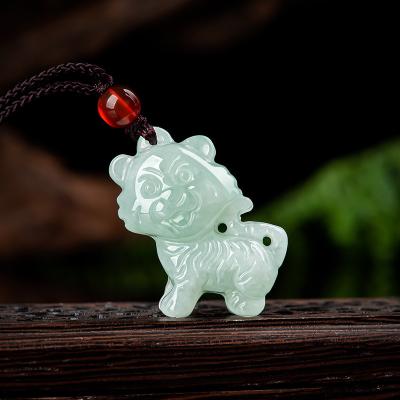 China Myanmar Men's and Women's General Jadeite Pendant Wholesale Ethnic Natural Tiger Jadeite Small Give Appraisal Certificate DW23 for sale