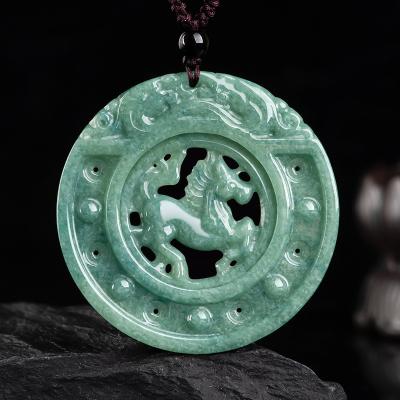 China Ethnic genuine natural jadeite horse pendant the twelve zodiac signs men's and women's jade general wholesales DW42 for sale