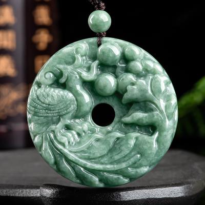 China Phoenix Ping An ethnic genuine natural buckle jadeite men's and women's jade pendant wholesale DW48 for sale