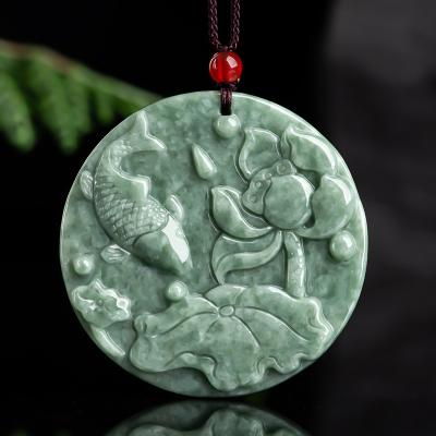 China Ethnic Genuine Natural Jadeite Fish Men's And Women's Jade Pendant General Wholesale DW46 for sale