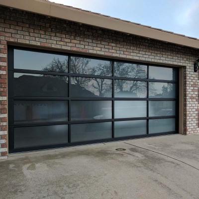 China 12mm Modern Aluminum Frame Tempered Glass Luxury Garage Doors for sale