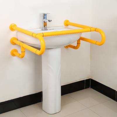 China Anti-bacteria PVC Yellow Sheath Aluminum Core Bathroom Basin Grab Bar For Elderly for sale