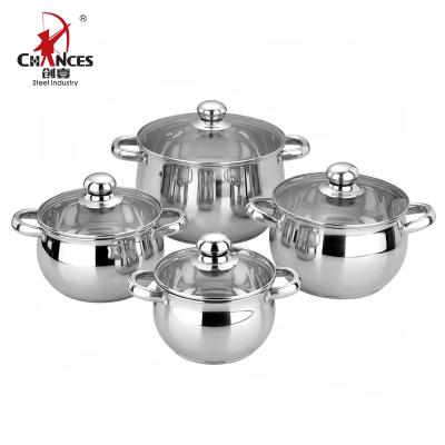 China Inox Stainless Steel Induction Sustainable Italian 8Pcs Cookware for sale