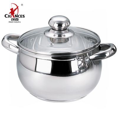 China Viable Hot Sale Home Kitchen Steel Pot with Glass Lid for sale