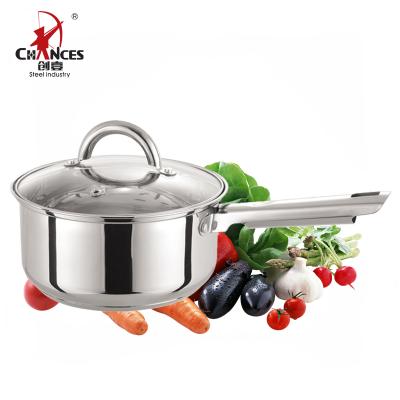 China Sustainable Glass Lid Stainless Steel Saucepan For Induction for sale