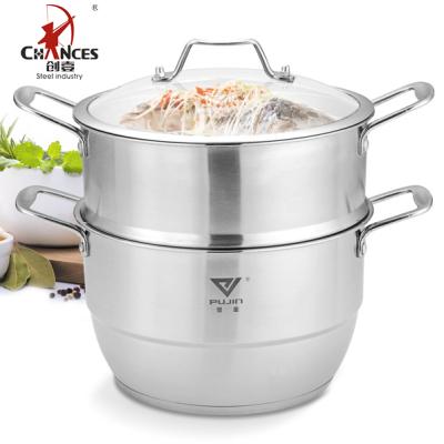 China Sustainable stainless steamer set with glass lid for sale