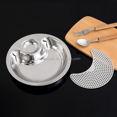 China Sustainable SUS 304 Stainless Steel Food Sushi Dish With Dipping Saucer for sale