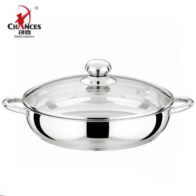 China Sustainable Promotion Gift Stainless Steel Double Handle Frying Pan for sale