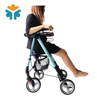 China Aluminum Alloy Titanium Aluminum Step Aids Lightweight Shopping Cart 4 Wheel Forearm Walker Rollator for sale