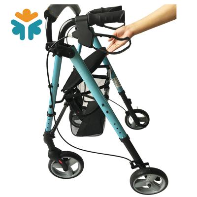 China Aluminum Foldable Adult Drive Walker Titanium Aluminum Alloy Mobility Medical Four Wheel Rollator for sale