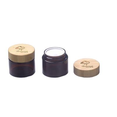 China cosmetic packaging set wholesale for skin care 50g bamboo cover cosmetic jar for sale