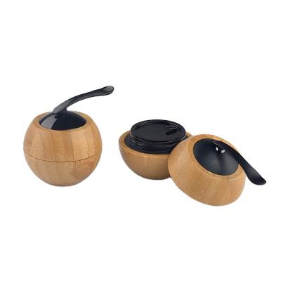 China 30g apple bamboo cream jar with black spatula for sale