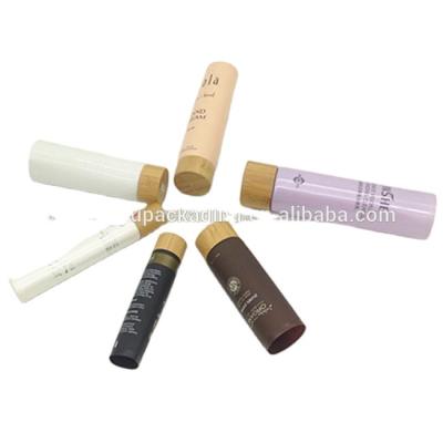 China Bamboo Tube Packaging Cosmetic Packaging Tube with Bamboo Lid Round Shaped Eye Cream Custom Made Silk-screen 10000pcs CN;ZHE ODM for sale