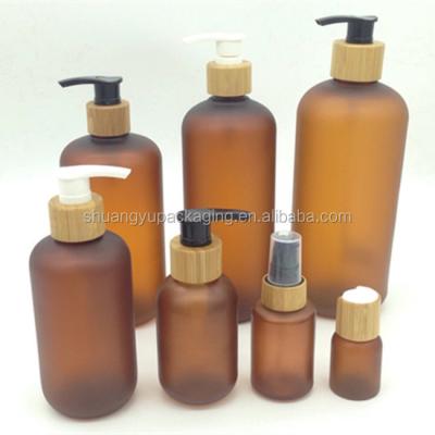 China 250ml PET plastic bottle boston round bottle amber frosted bottle for sale