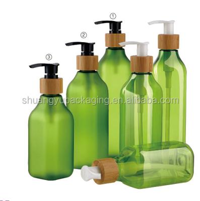 China Eco friendly Square olive green plastic PET bottles for cosmetics spray bottles for sale