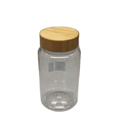 China 120ml 4oz pill pet pill plastic jar with bamboo lid food grade lid for sale