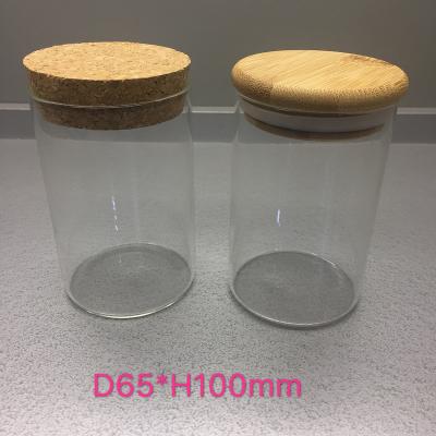 China 60ml,120ml,250ml Empty glass bottle with cork lids.Glass container for Food Storage.Glass tube with bamboo lids for sale