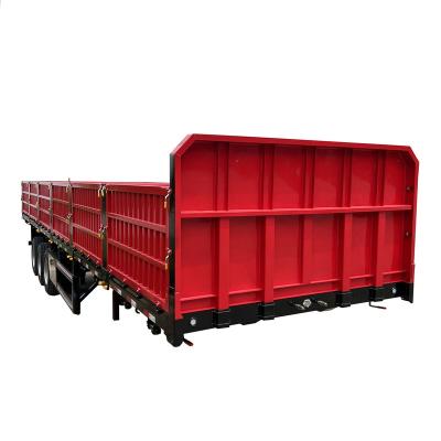 China BAIPING Truck Trailer Low Price Used 3 Axle 50 Ton Side Wall Fence Box Stake Cargo Truck Trailer Semi for sale