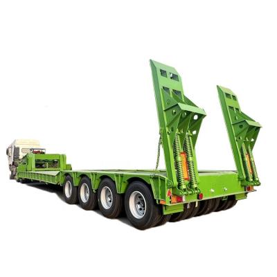 China Heavy Duty Truck Trailer 4 Lines 8 Axles Hydraulic Detachable Trailers Gooseneck Tra Galvanized 120 Ton Front Load Low Loader Low Bed Semi for sale