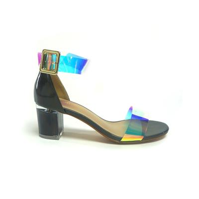 China Size Increasing Jelly Crystal High Heels Ladies Sandals Block Factory New 2021 New Ladies Sandals PVC Block Factory Direct Sales for sale