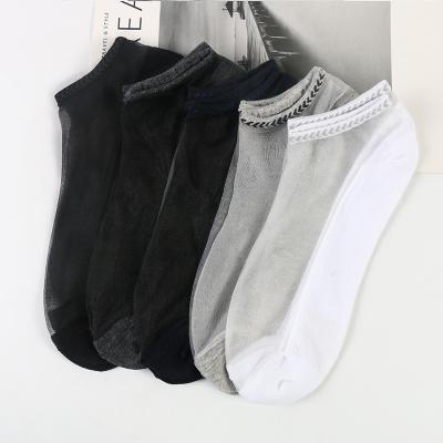 China Summer ultra thin transparent silk socks men ankle cotton socks low cut for sale