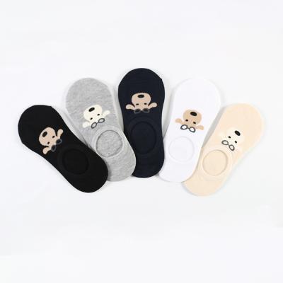 China In-Stock Cute Dog Pattern Women Girls Invisible Bamboo No Show Socks for sale