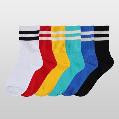 China 10 pairs striped rib gym stripe student uniform socks for lady sporty ankle socks for sale