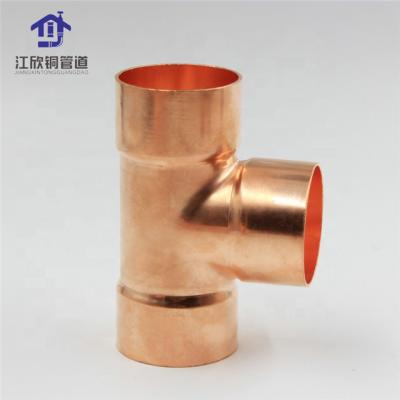 China High Quality Refrigerant Air Conditioner Parts Copper Tube Tee Different Sized Pipe Fitting Section Copper Tee for sale