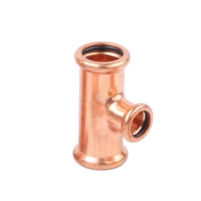 China Copper Press Tubing Refrigeration Reducing Tee Fitting Equal for sale