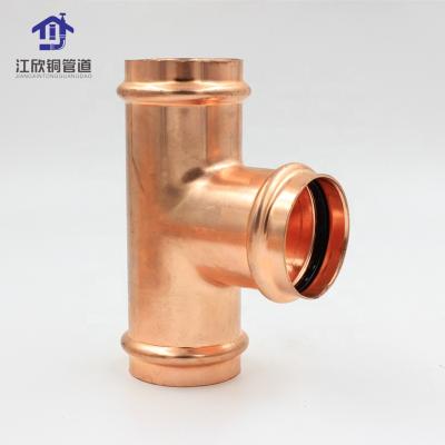 China Water And Gas Copper Press Tee Equal Reducing V-Profile Tubing Fittings AS3688 Australia WATERMARK Standard Certificate for sale