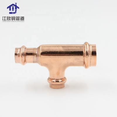 China 2021 New Arrivals Water and Gas Wholesales Copper Press Reducing Tee Plumbing Copper Press Fitting Chinese Supplier for sale