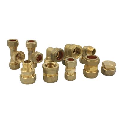 China Brass Water Pipe System Compression Fittings Elbow Tee Coupling Adapter Tubing Water Copper Pipe Fittings Building Material for sale